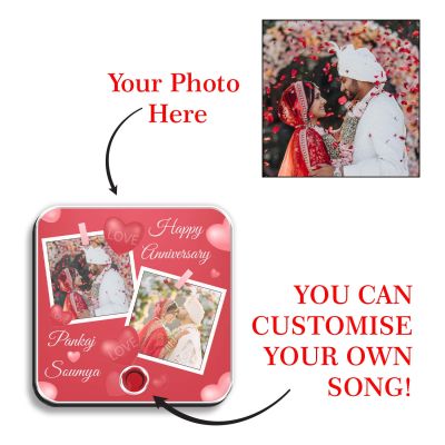 Happy for Husband Wife Personalized Music Fridge Magnet Custom with Photo & Song Refrigerator Magnets Decor Memory Photo Fridge Magnet